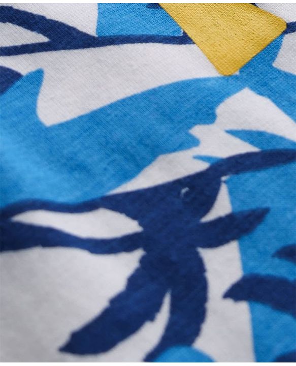 Pine Kids Single Jersey Knit Half Sleeves Co-ords Night Suit With Beach Theme Print - Light Blue