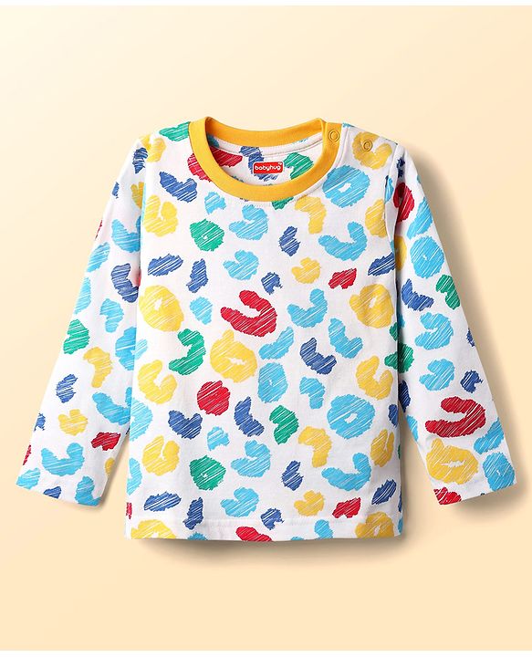 Babyhug Cotton Knit Full Sleeves Printed Co-Ord Night Suit - White