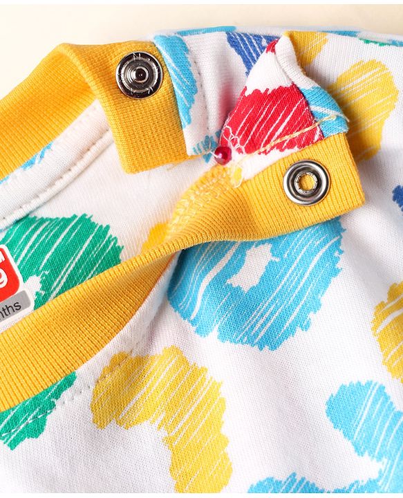Babyhug Cotton Knit Full Sleeves Printed Co-Ord Night Suit - White