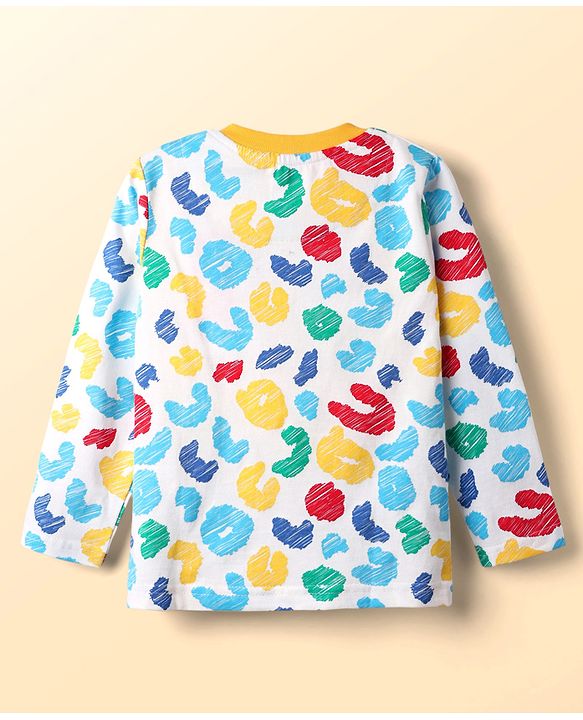 Babyhug Cotton Knit Full Sleeves Printed Co-Ord Night Suit - White