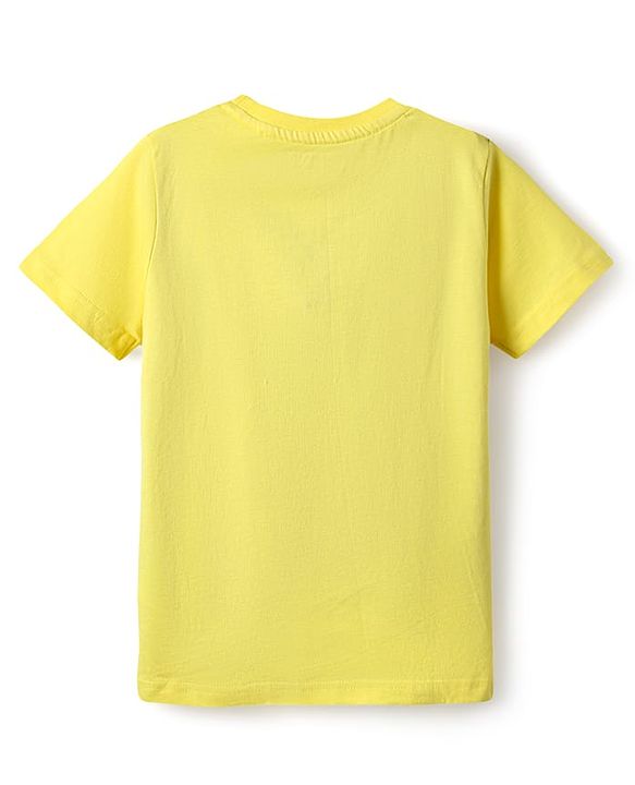 Pine Kids Single Jersey Knit Half Sleeves Co-Ord Night Suit with Text Zzzzz Text Print - Yellow & Light Blue
