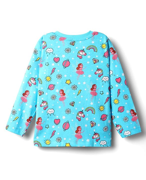 Babyhug Cotton Knit Full Sleeves Co-Ord Night Suits With Fairy Print Pack of 2 - Multicolor