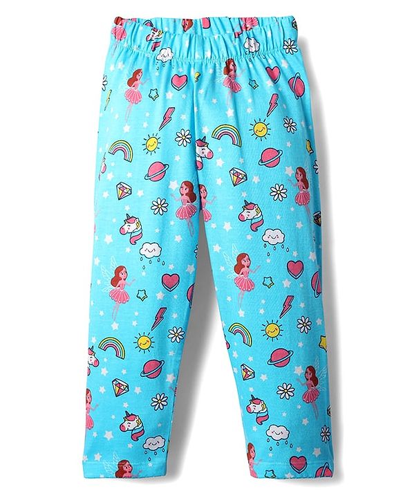 Babyhug Cotton Knit Full Sleeves Co-Ord Night Suits With Fairy Print Pack of 2 - Multicolor