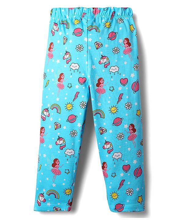 Babyhug Cotton Knit Full Sleeves Co-Ord Night Suits With Fairy Print Pack of 2 - Multicolor
