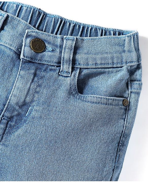 Pine Kids Denim Woven Full Length Washed Jeans - Light Blue
