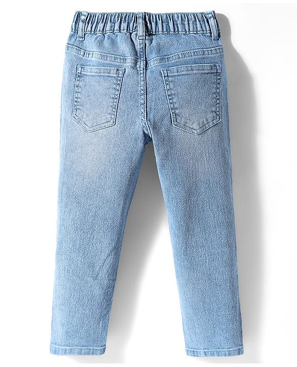 Pine Kids Denim Woven Full Length Washed Jeans - Light Blue