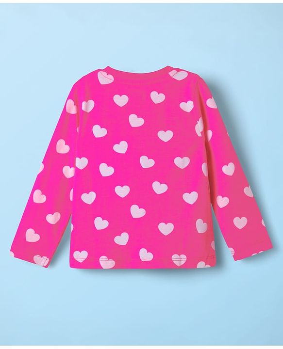 Babyhug Cotton Knit Full Sleeves Co-ords Night Suit With Tropical Theme & Heart Print Pack Of 2 - Pink & White