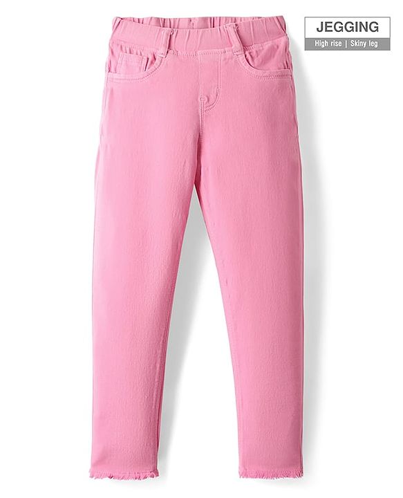 Pine Kids Denim Woven Ankle Length Washed Jeggings - Pink