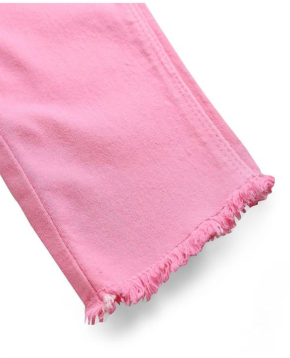 Pine Kids Denim Woven Ankle Length Washed Jeggings - Pink