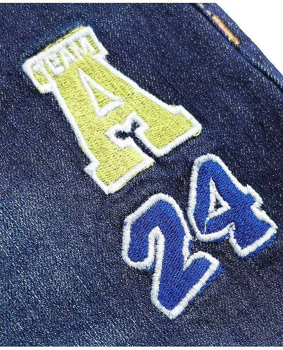 Pine Kids Denim Woven Full Length Washed Jean with Sporty Patch - Navy Blue