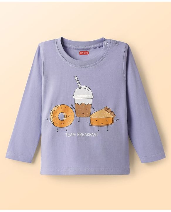 Babyhug Cotton Knit Full Sleeves Printed Co-Ord Night Suits Pack of 2 - White & Purple