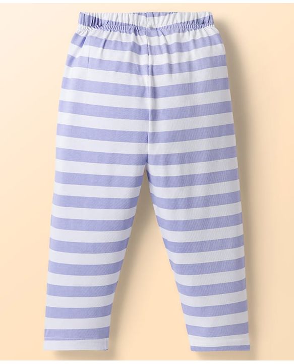 Babyhug Cotton Knit Full Sleeves Printed Co-Ord Night Suits Pack of 2 - White & Purple