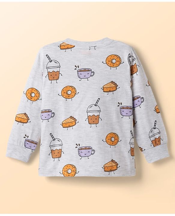 Babyhug Cotton Knit Full Sleeves Printed Co-Ord Night Suits Pack of 2 - White & Purple