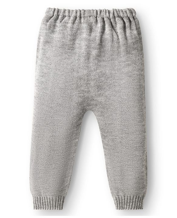 Babyhug Knitted Full Sleeves Sweater Set With Bunny & Polka Dot Print - Grey