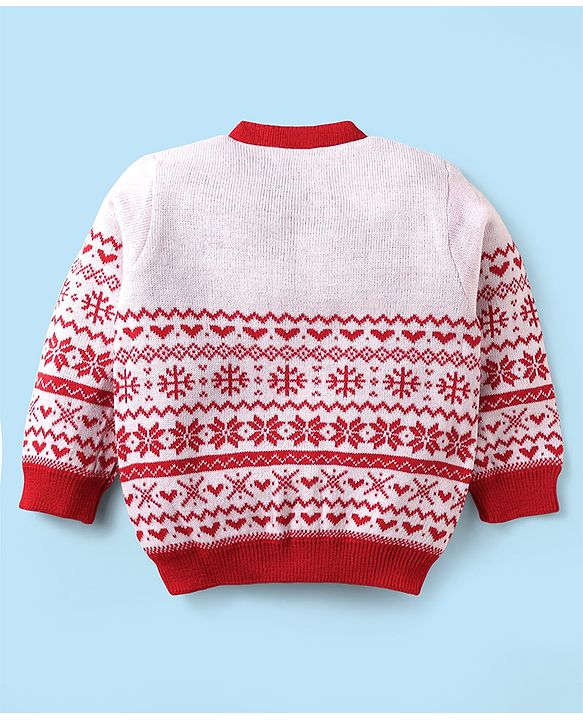 Babyhug Knitted Full Sleeves Solid Color Sweater Set with Cable Knit Design - Red