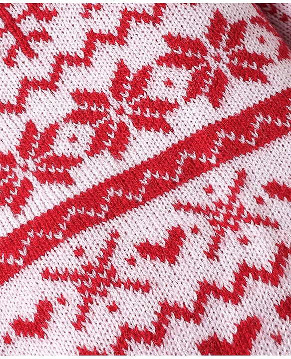 Babyhug Knitted Full Sleeves Solid Color Sweater Set with Cable Knit Design - Red