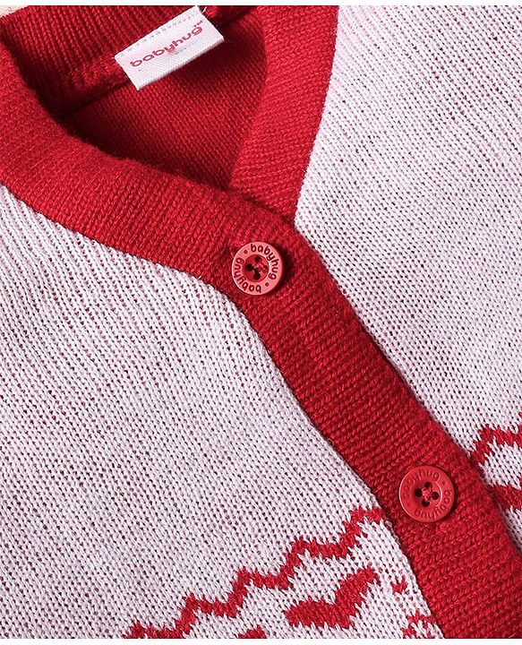 Babyhug Knitted Full Sleeves Solid Color Sweater Set with Cable Knit Design - Red