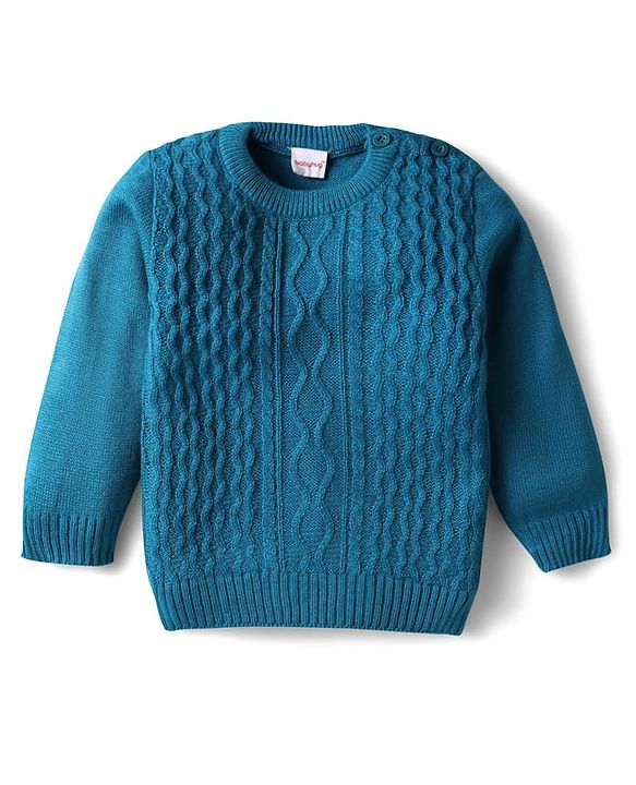 Babyhug Knitted Full Sleeves Solid Color Sweater Set with Cable Knit Design - Red
