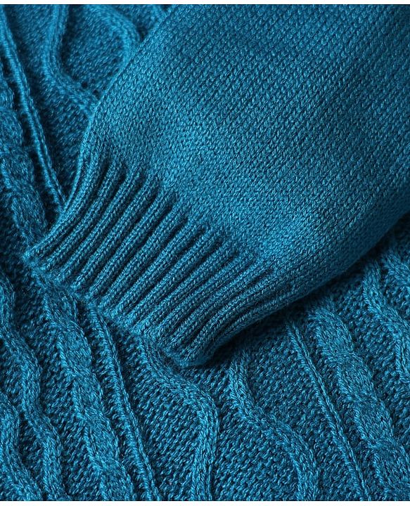 Babyhug Knitted Full Sleeves Solid Color Sweater Set with Cable Knit Design - Red