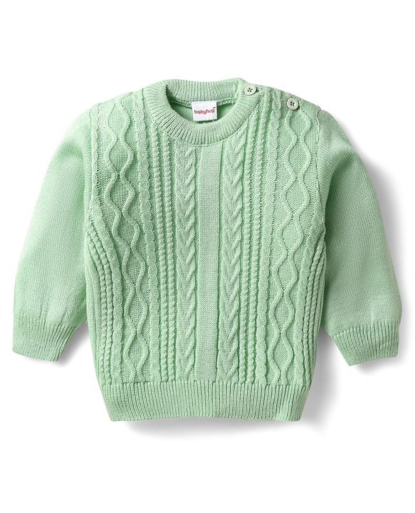 Babyhug Knitted Full Sleeves Sweater Set with Cable Knit Design - Wine