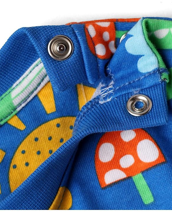Babyhug Cotton Knit Full Sleeves Co-Ord Night Suit With Dino Print - Blue