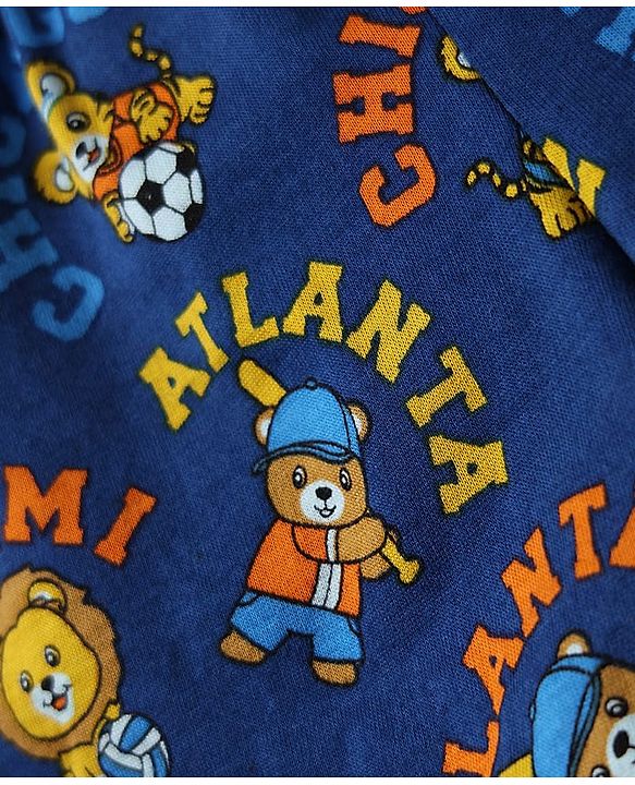 Babyhug 100% Cotton Single Jersey Knit Trunks With Stripes & Animal Print Pack Of 3 - Yellow Navy Blue & Royal Blue