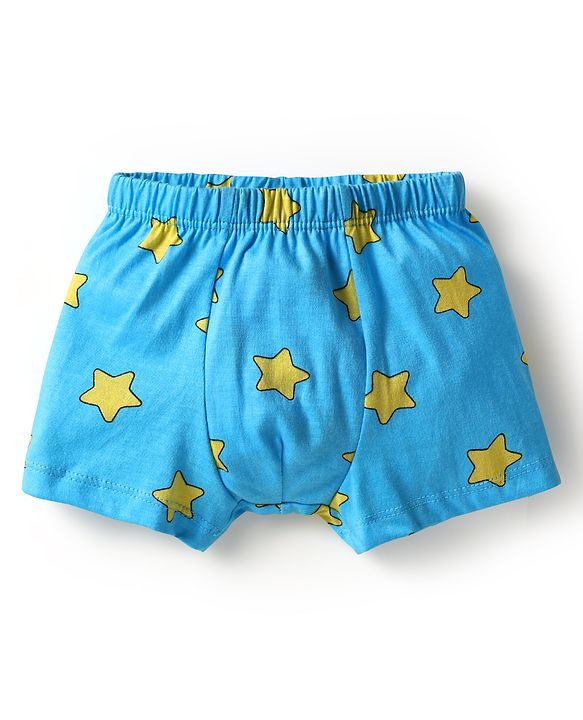Babyhug 100% Cotton Knit Trunk with Bear & Star Print Pack of 3 - Lilac & Blue