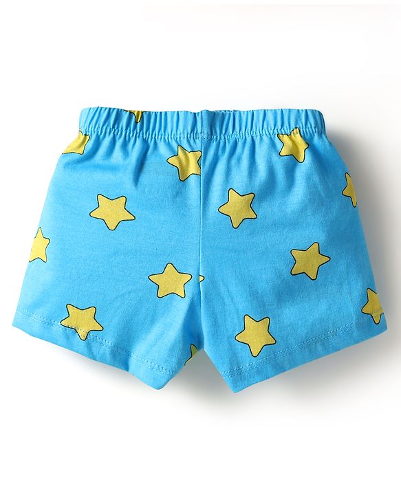 Babyhug 100% Cotton Knit Trunk with Bear & Star Print Pack of 3 - Lilac & Blue