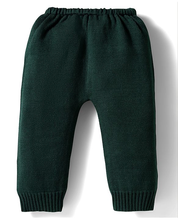Babyhug Knit Full Sleeves Pullover Sweater & Pant Set with Aztec Design - Olive Green