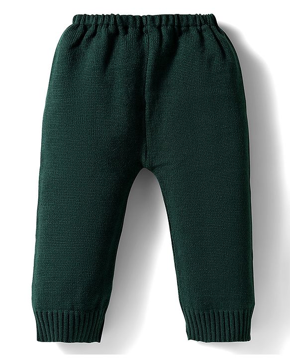 Babyhug Knit Full Sleeves Pullover Sweater & Pant Set with Aztec Design - Olive Green