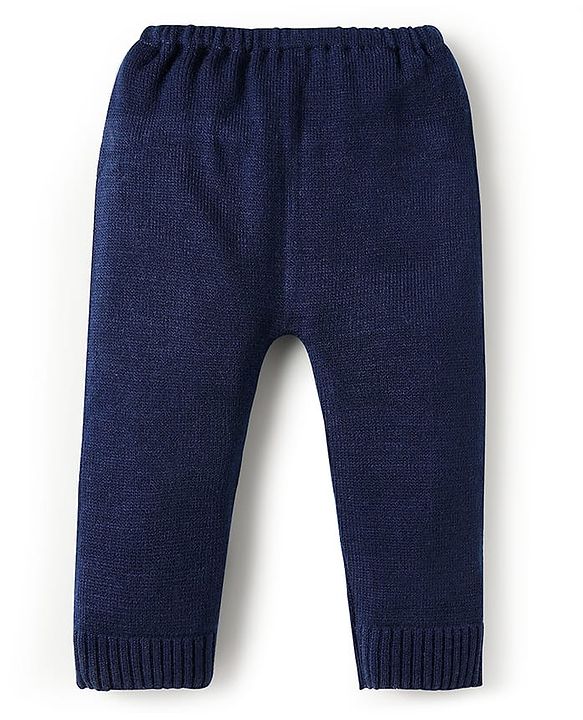 Babyhug Knitted Full Sleeves Pullover Sweater Set With Reindeer Design - Red & Navy Blue