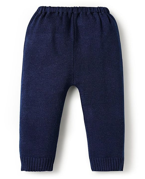 Babyhug Knitted Full Sleeves Pullover Sweater Set With Reindeer Design - Red & Navy Blue
