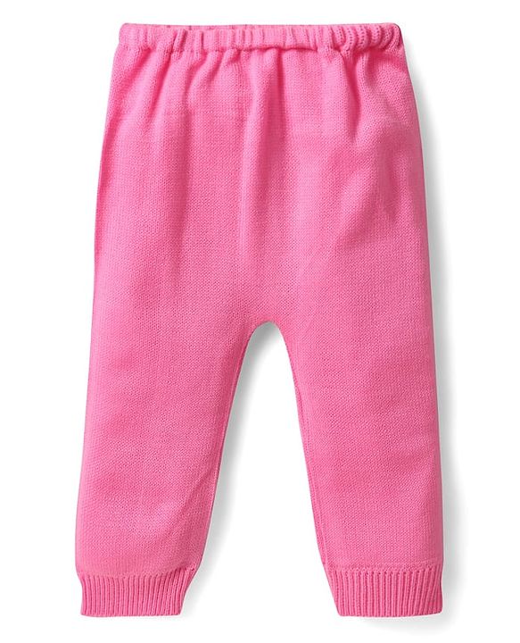 Babyhug Knitted Full Sleeves Sweater Set with Heart Design - Pink