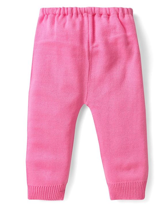 Babyhug Knitted Full Sleeves Sweater Set with Heart Design - Pink