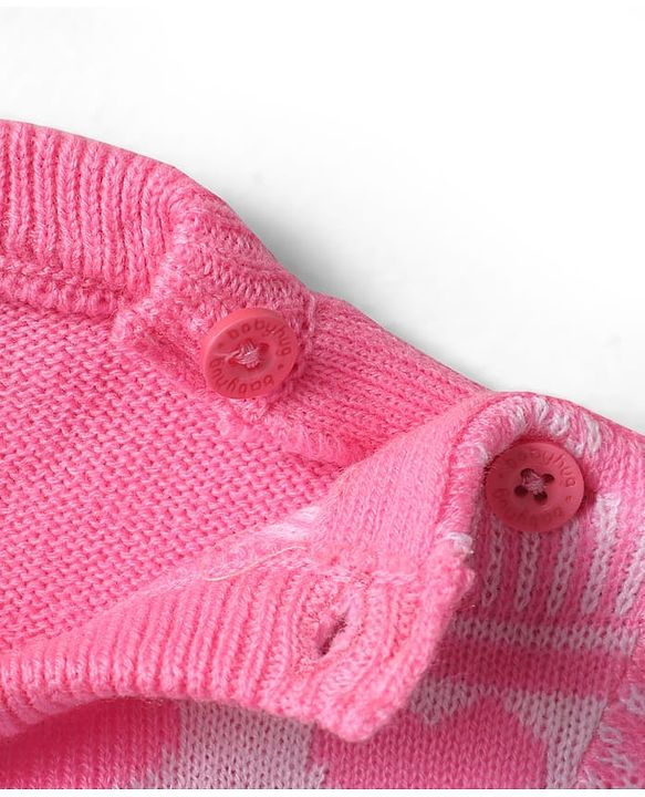 Babyhug Knitted Full Sleeves Sweater Set with Heart Design - Pink