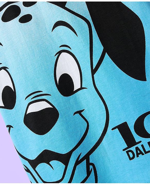 Babyhug Disney Single Jersey Knit Half Sleeves T-Shirt & Shorts Set with 101 Dalmatian Graphics - Light Blue
