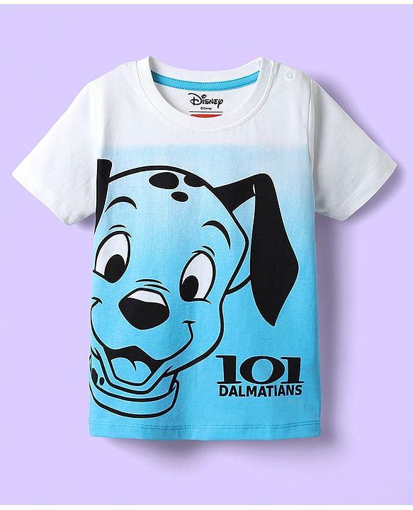 Babyhug Disney Single Jersey Knit Half Sleeves T-Shirt & Shorts Set with 101 Dalmatian Graphics - Light Blue