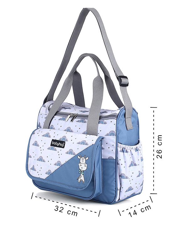 Babyhug Multipurpose Diaper Sling Bag Cloud Print - Blue| Adjustable Shoulder Strap| Insulated Bottle Pouches| Water Resistant| Carry Handle