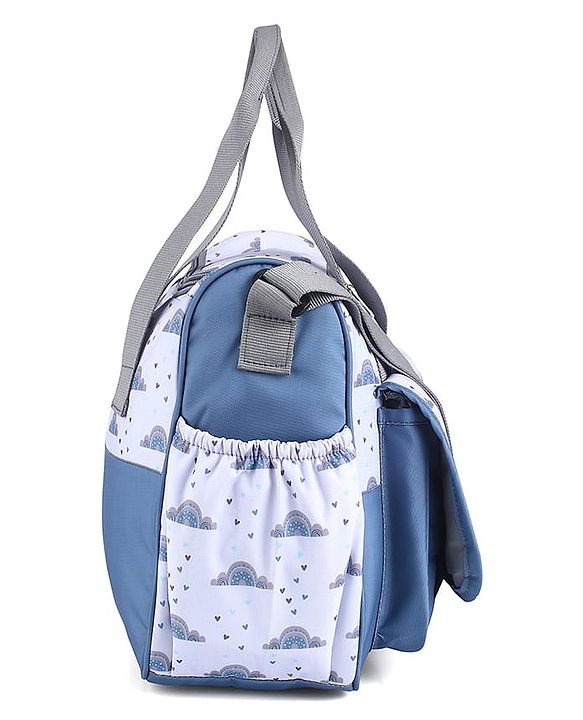 Babyhug Multipurpose Diaper Sling Bag Cloud Print - Blue| Adjustable Shoulder Strap| Insulated Bottle Pouches| Water Resistant| Carry Handle