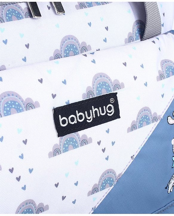 Babyhug Multipurpose Diaper Sling Bag Cloud Print - Blue| Adjustable Shoulder Strap| Insulated Bottle Pouches| Water Resistant| Carry Handle