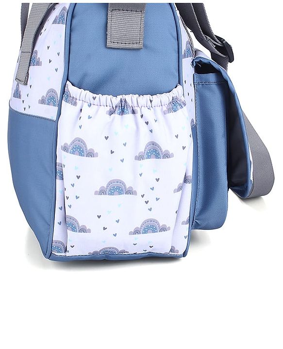 Babyhug Multipurpose Diaper Sling Bag Cloud Print - Blue| Adjustable Shoulder Strap| Insulated Bottle Pouches| Water Resistant| Carry Handle
