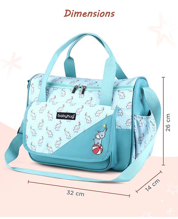 Babyhug Multipurpose Diaper Sling Bag Cloud Print - Blue| Adjustable Shoulder Strap| Insulated Bottle Pouches| Water Resistant| Carry Handle