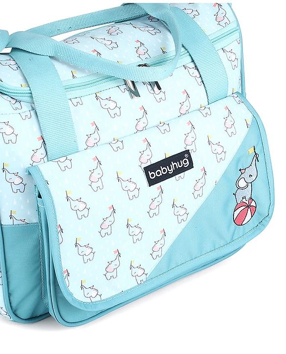 Babyhug Multipurpose Diaper Sling Bag Cloud Print - Blue| Adjustable Shoulder Strap| Insulated Bottle Pouches| Water Resistant| Carry Handle