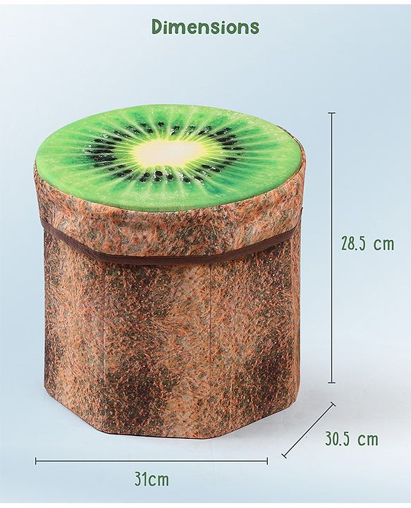 Babyhug Foldable Pouffe with Storage in Wood Theme - Brown| Multipurpose - Stool, Footstool & Storage Box for Kids