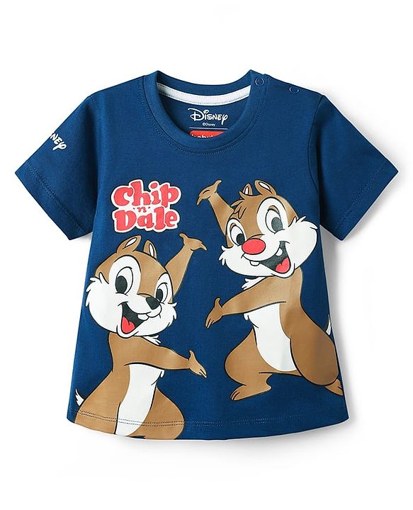 Babyhug Disney Single Jersey Knit Half Sleeves T-Shirt & Shorts Set with Chip N Dale Graphics - Navy Blue