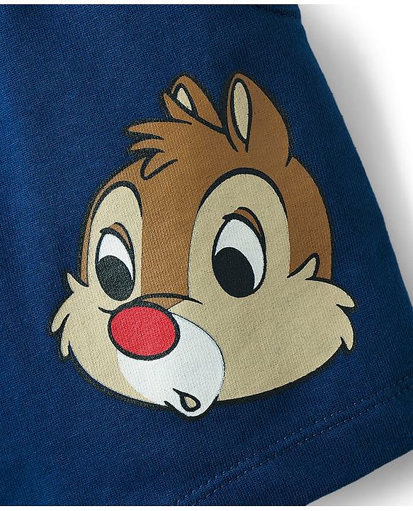 Babyhug Disney Single Jersey Knit Half Sleeves T-Shirt & Shorts Set with Chip N Dale Graphics - Navy Blue