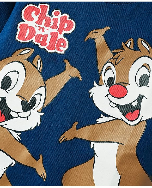 Babyhug Disney Single Jersey Knit Half Sleeves T-Shirt & Shorts Set with Chip N Dale Graphics - Navy Blue