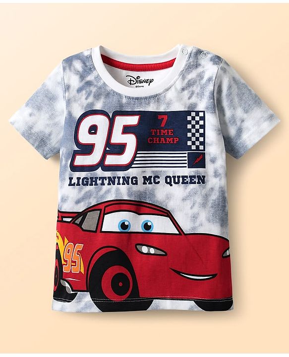 Babyhug Disney Single Jersey Knit Half Sleeves T-Shirt & Shorts Set With Car Graphics - Navy Blue