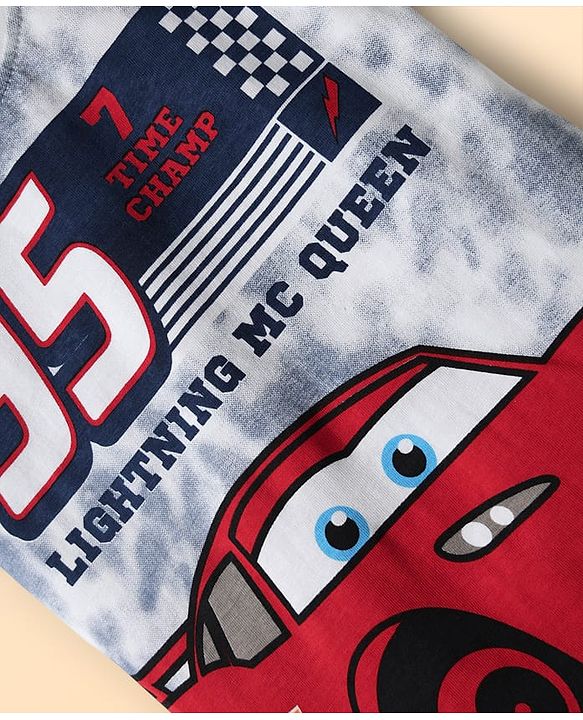 Babyhug Disney Single Jersey Knit Half Sleeves T-Shirt & Shorts Set With Car Graphics - Navy Blue