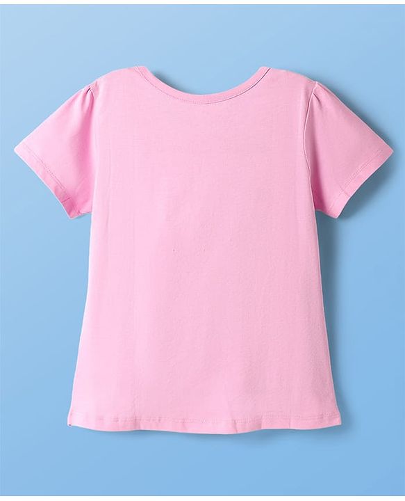 Pine Kids Single Jersey Knit Half Sleeves Night Suit With Hearts Print - Pink